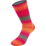 Lana Grossa Meilenweit 100 Color Mix Sparks 7613 Graubraun/Dunkelrot/Rot/Koralle/Fuchsia