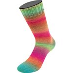 Lana Grossa Meilenweit 100 Color Mix Sparks 7618 Himbeer/Rost/Graugrün/Türkis/Jade/Fuchsia