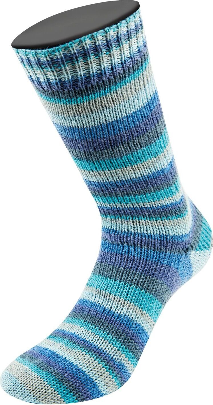 Lana Grossa Meilenweit Print, 8-säikeinen sukkalanka 9973 Stahl-/Dunkel-/Tintenblau/Hellblau/-grau/ Türkisblau