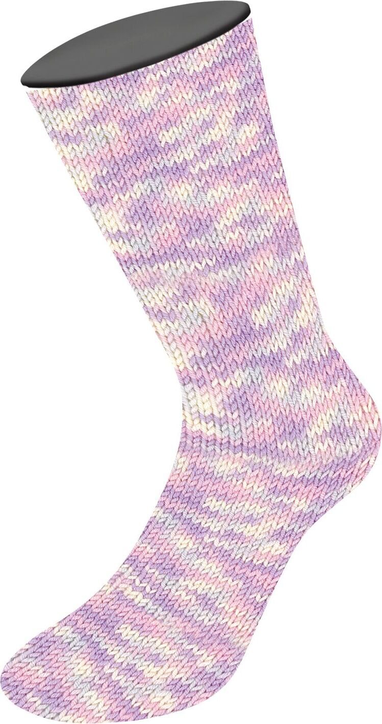 Lana Grossa Meilenweit Print, 8-säikeinen sukkalanka 9981 Creme/Rosa/Zartgrau/Flieder