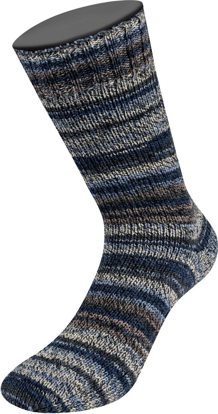 Lana Grossa Meilenweit Print, 8-säikeinen sukkalanka 9987 Schwarz/Graublau/Creme/Anthrazit/Nachtblau