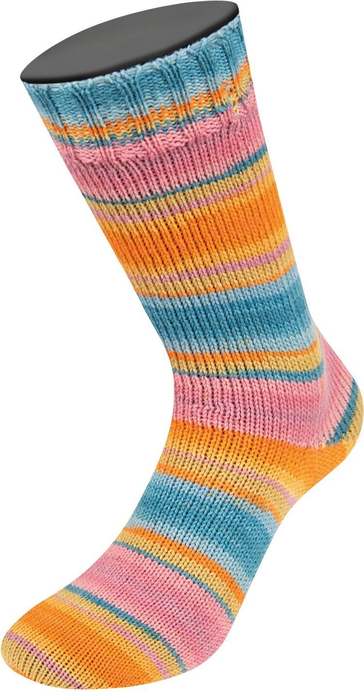 Lana Grossa Landlust Die Sockenwolle 4-ply 129 Rosa/Altrosa/Erika/Grüngelb/