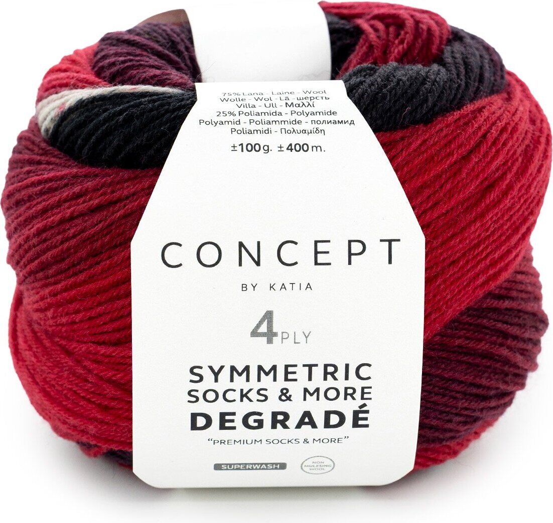 Katia SYMMETRIC SOCKS & MORE - DEGRADÉ 53 - Red-Black