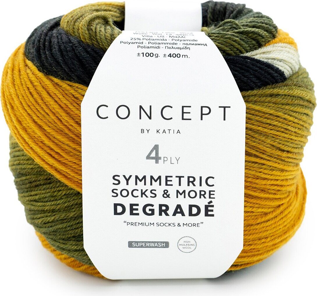 Katia SYMMETRIC SOCKS & MORE - DEGRADÉ 54 - Mustard-Black