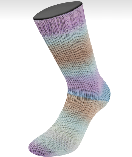 Lana Grossa Meilenweit 100 Color Mix Sparks 7622, Mint/Graubeige/Taupe/Lila/Flieder/Blautürkis