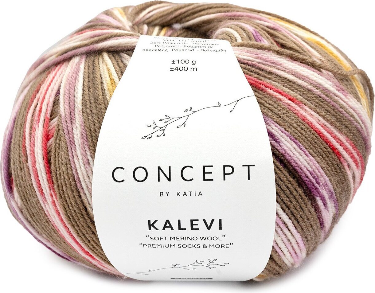 Katia Kalevi Socks 201 - Pale brown-Pearl blackberry-Red
