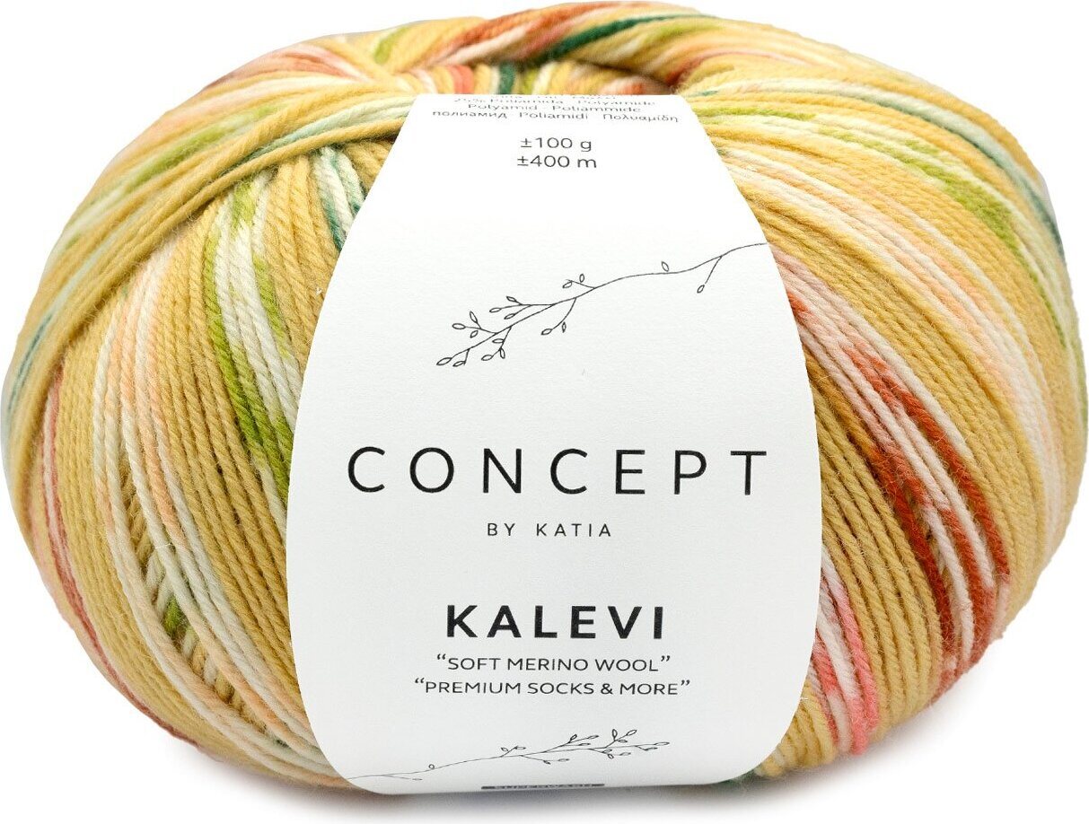 Katia Kalevi Socks 205 - Ochre -Green-Rose-Medium orange