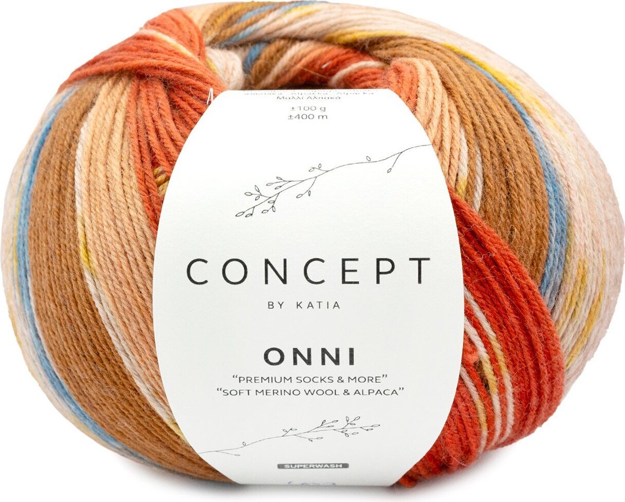 Katia Onni Socks 403 - Orange-Blue-Ochre -Brown