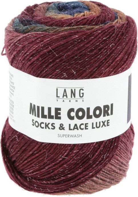 Lang Yarns Mille Colori Socks & Lace Luxe 214 burgundi-sininen