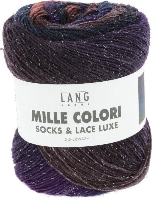 Lang Yarns Mille Colori Socks & Lace Luxe 213 Tumma lila-oranssi
