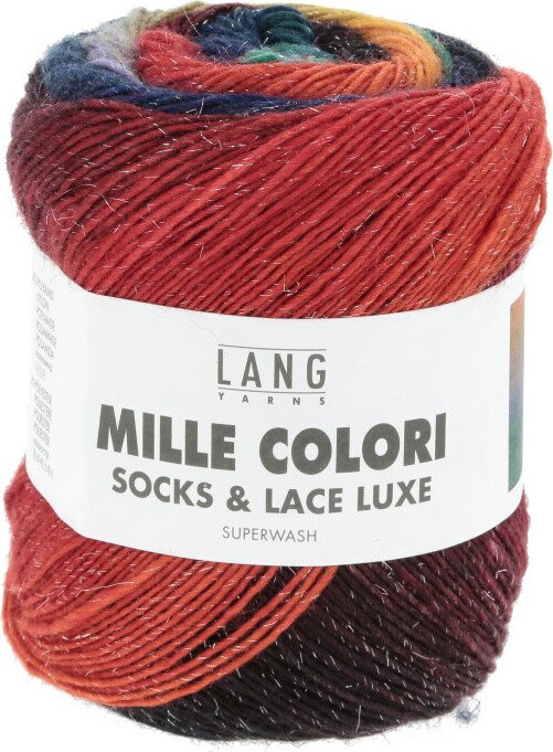 Lang Yarns Mille Colori Socks & Lace Luxe 208 Oranssi-sininen-minttu