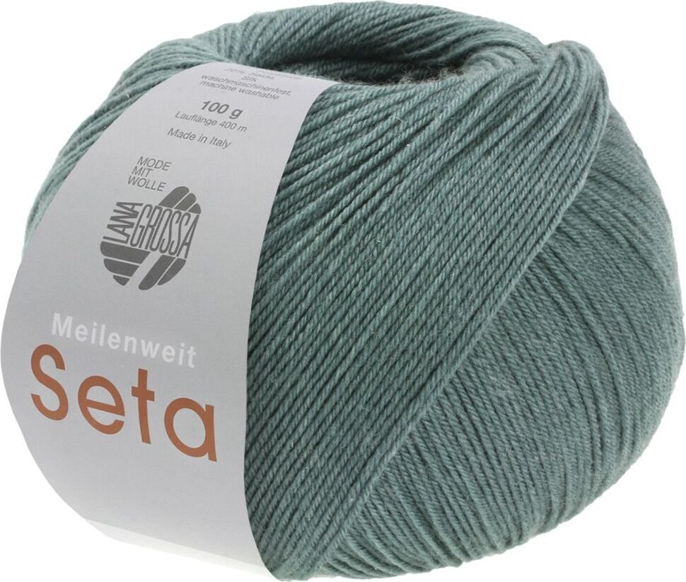 Lana Grossa Meilenweit 100 Seta 7 Harmaanvihreä