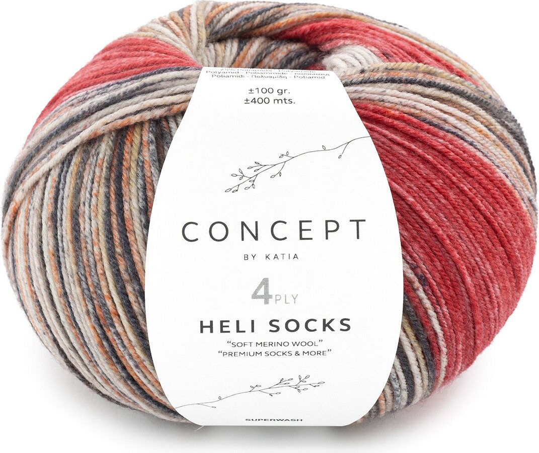 Katia Heli Socks 304 - Burgundy red-Rust-Ochre