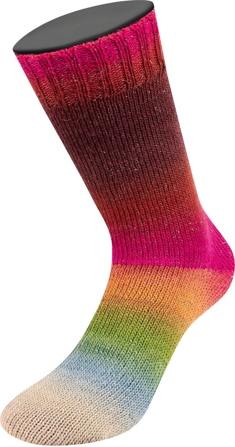 Lana Grossa Meilenweit 100 Color Mix Sparks 7611 Brombeer/Rot/Hellrot/Pistazie/Petrol/Grün/ Limette/Pastellg