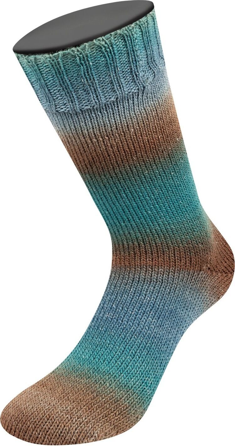 Lana Grossa Meilenweit 100 Color Mix Sparks 7615 Graublau/Petrol/Seegrün/Grau-/Dunkelbraun/ Blaupetrol